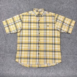 RedHead Shirt‎ Mens Medium Yellow Plaid Short Sleeve Button Down Cotton Outdoors